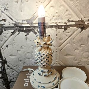 Rustic Cream Pineapple Electric Lamp Mini Cottage Core Shabby Chic Style